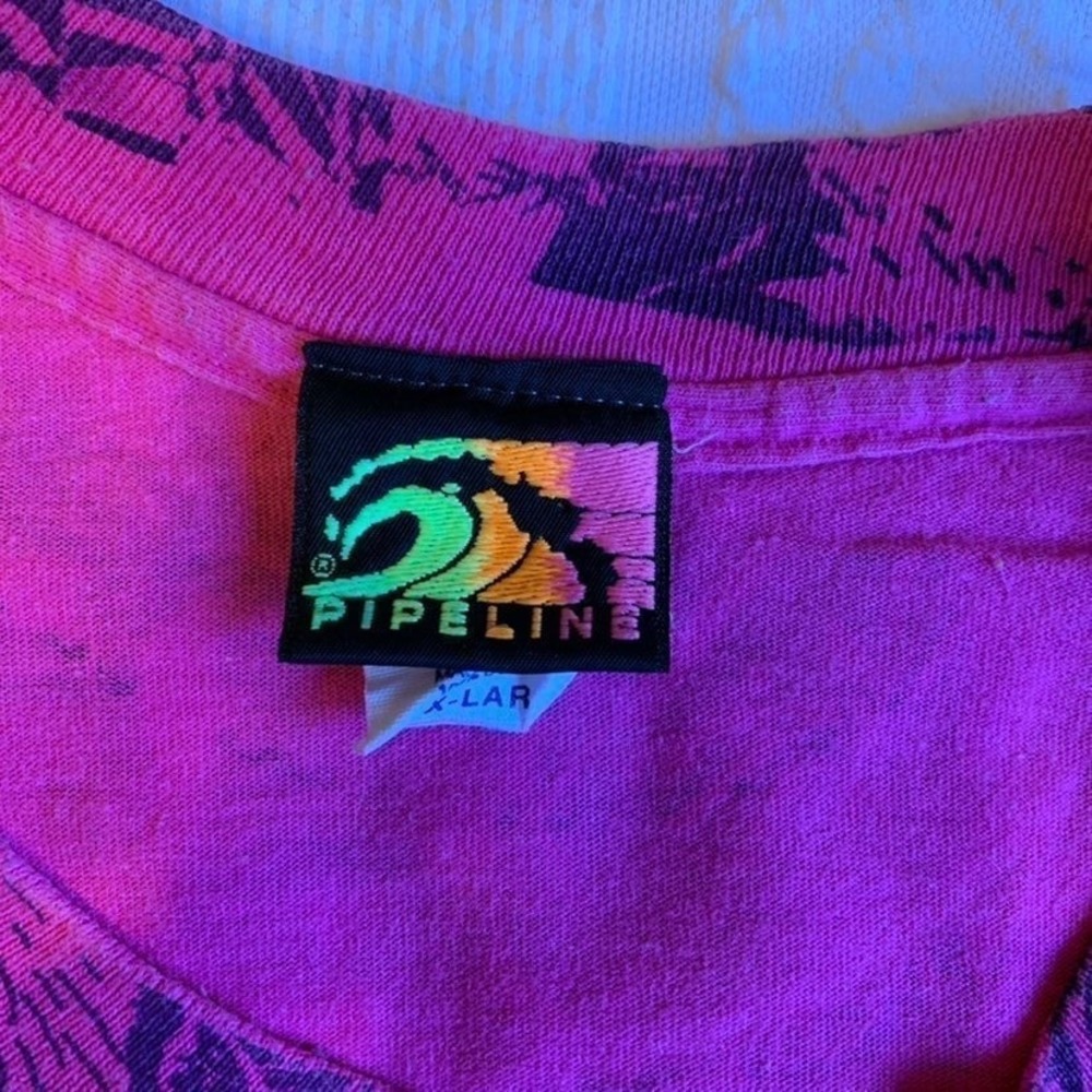 Vintage Pipeline Surf T Single Stitch Shirt Mens XXL Pink Purple Tee Shirt - Picture 6 of 7